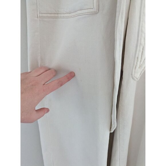 Good American Utility White Denim Belted Short Sleeve Jumpsuit Women's Size 0 - Picture 12 of 12